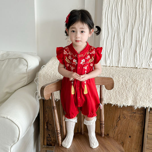 Clothes For Babies Summer Short-sleeved Jumpsuit National Jumpsuit, Climbing Suit