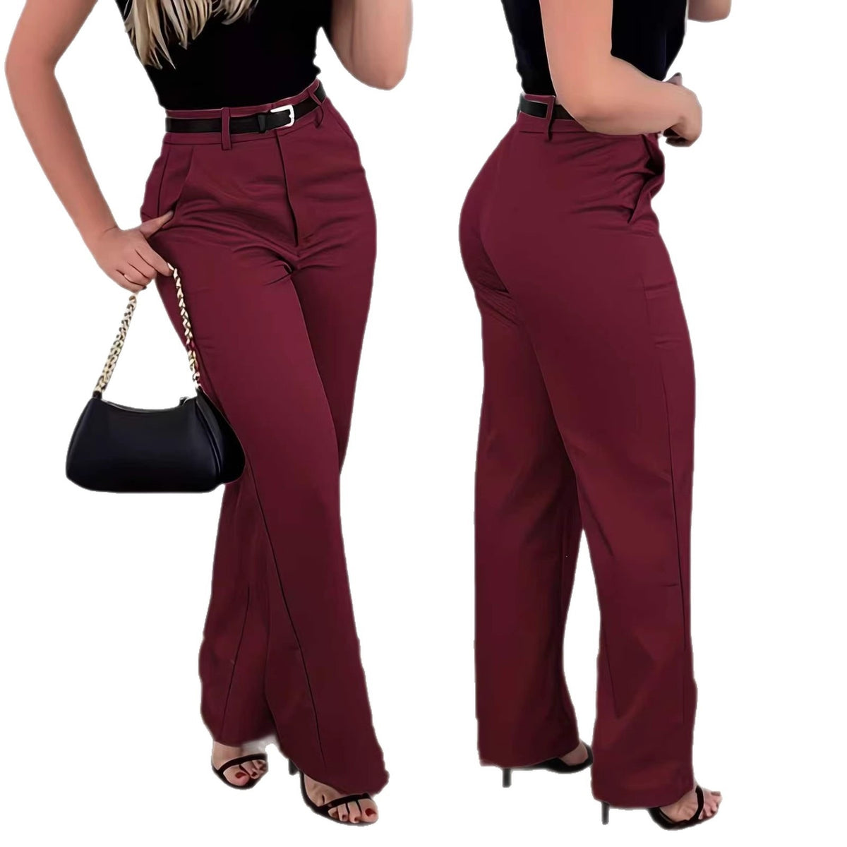 Women's High Waist Commuter Draping Slim Fit Casual Pants