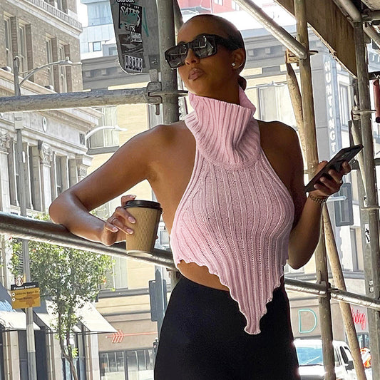 Women's Irregular Backless Woolen Can Wear Outside Small Vest/suspenders/tube Top