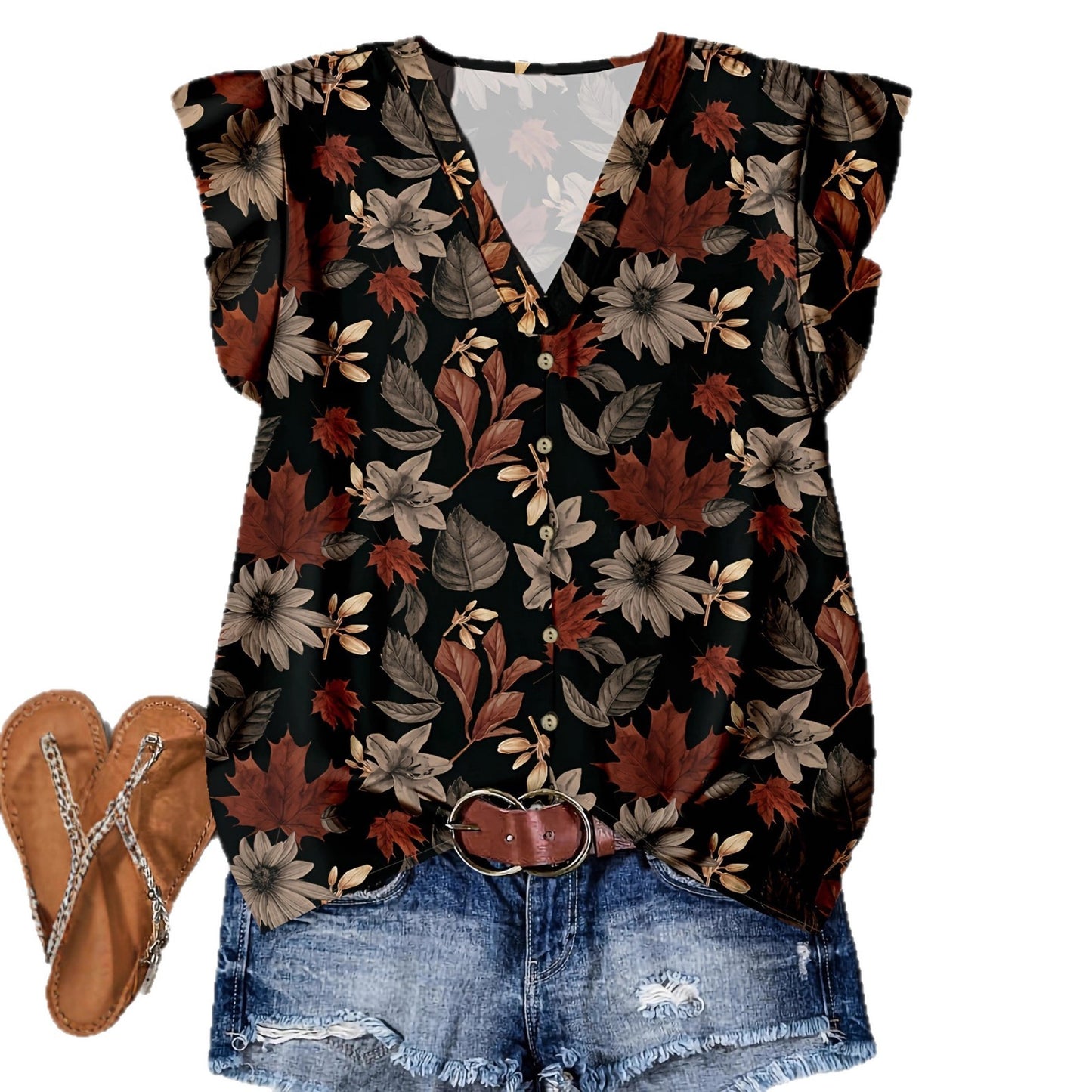 Women's Casual Elegant Cap Sleeve Loose Shirt Source Blouse