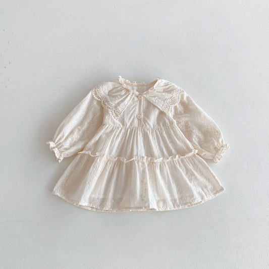 Children's Korean Style Lapel Lace Western Long Children's Dress