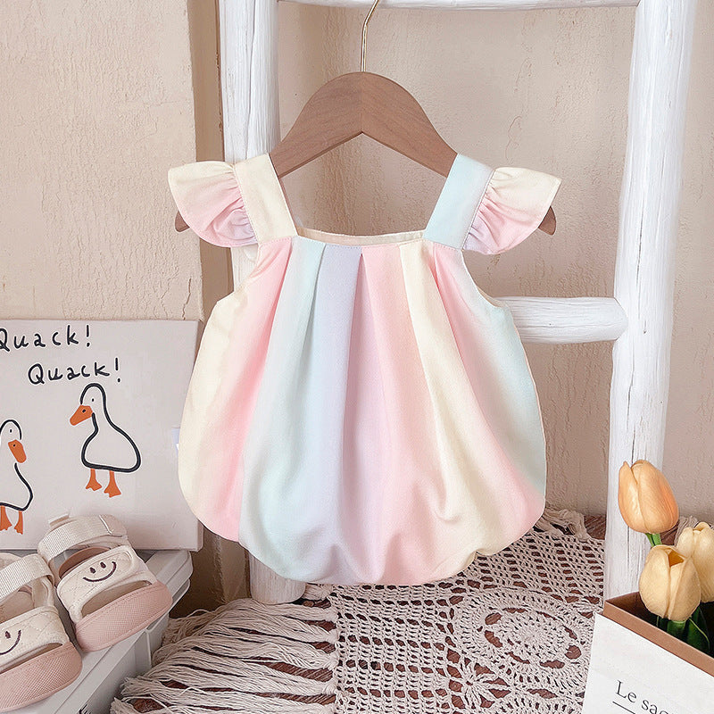 Babies Summer Clothing Princess Western Style Sleeveless Triangle Jumpsuit, Climbing Suit