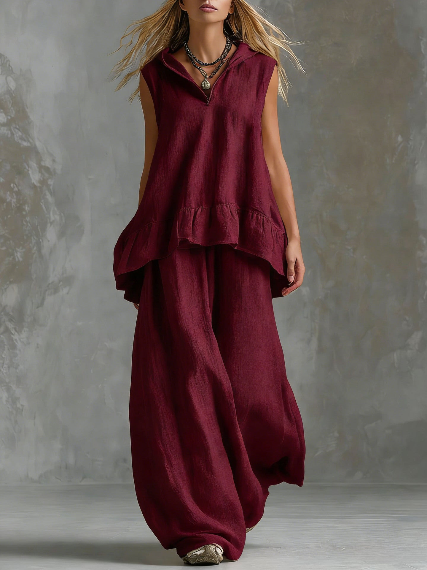 Women's Summer Solid Color Irregular Loose Fashion Casual Suit