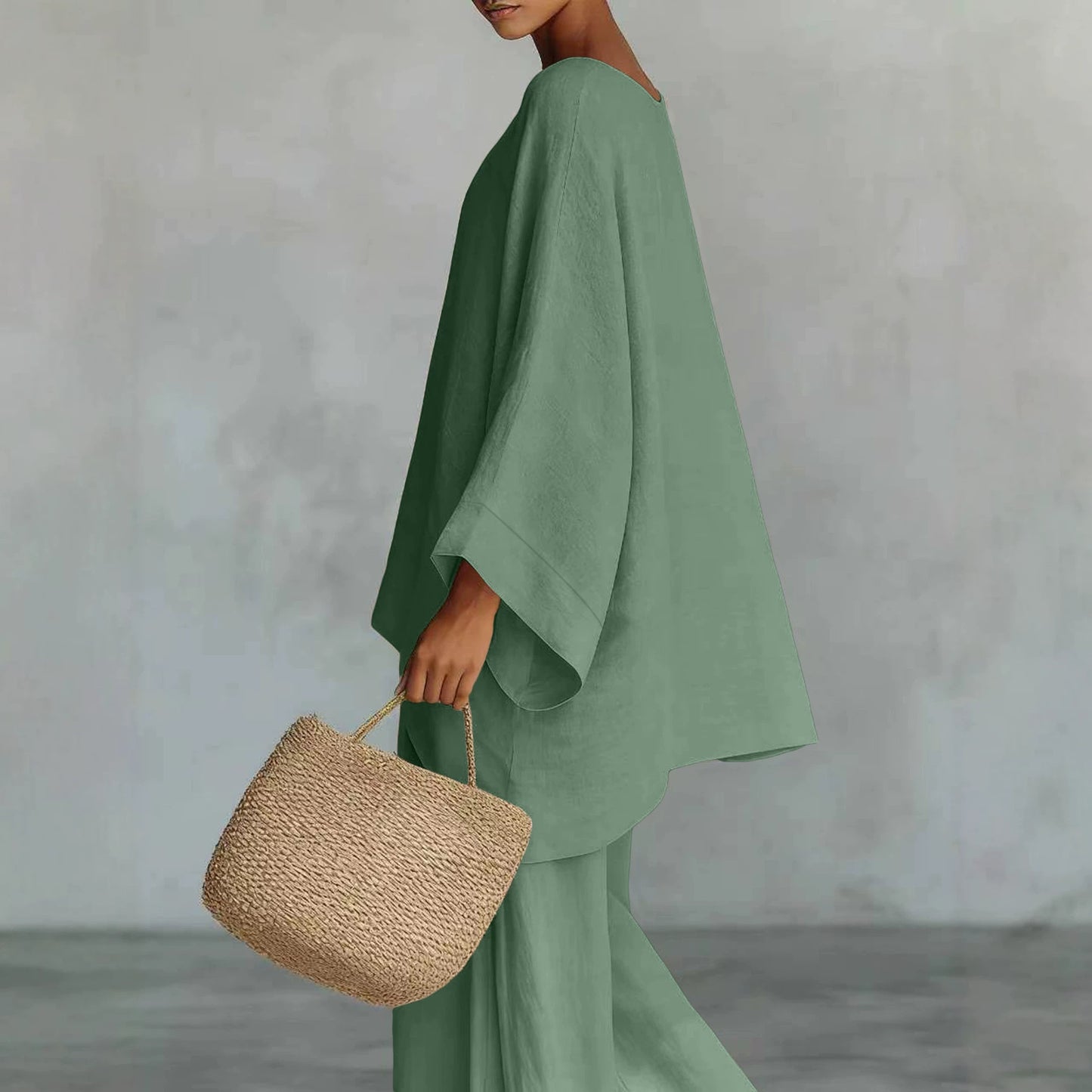 Women's Simple Loose Old Money Style Linen Blended Fashion Casual Suit