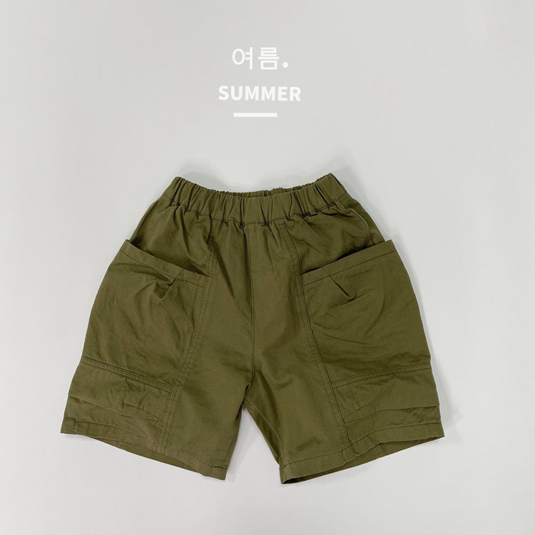 Children's Overalls Summer Middle Boys Casual With Pocket Shorts Fashionable Children's Pants