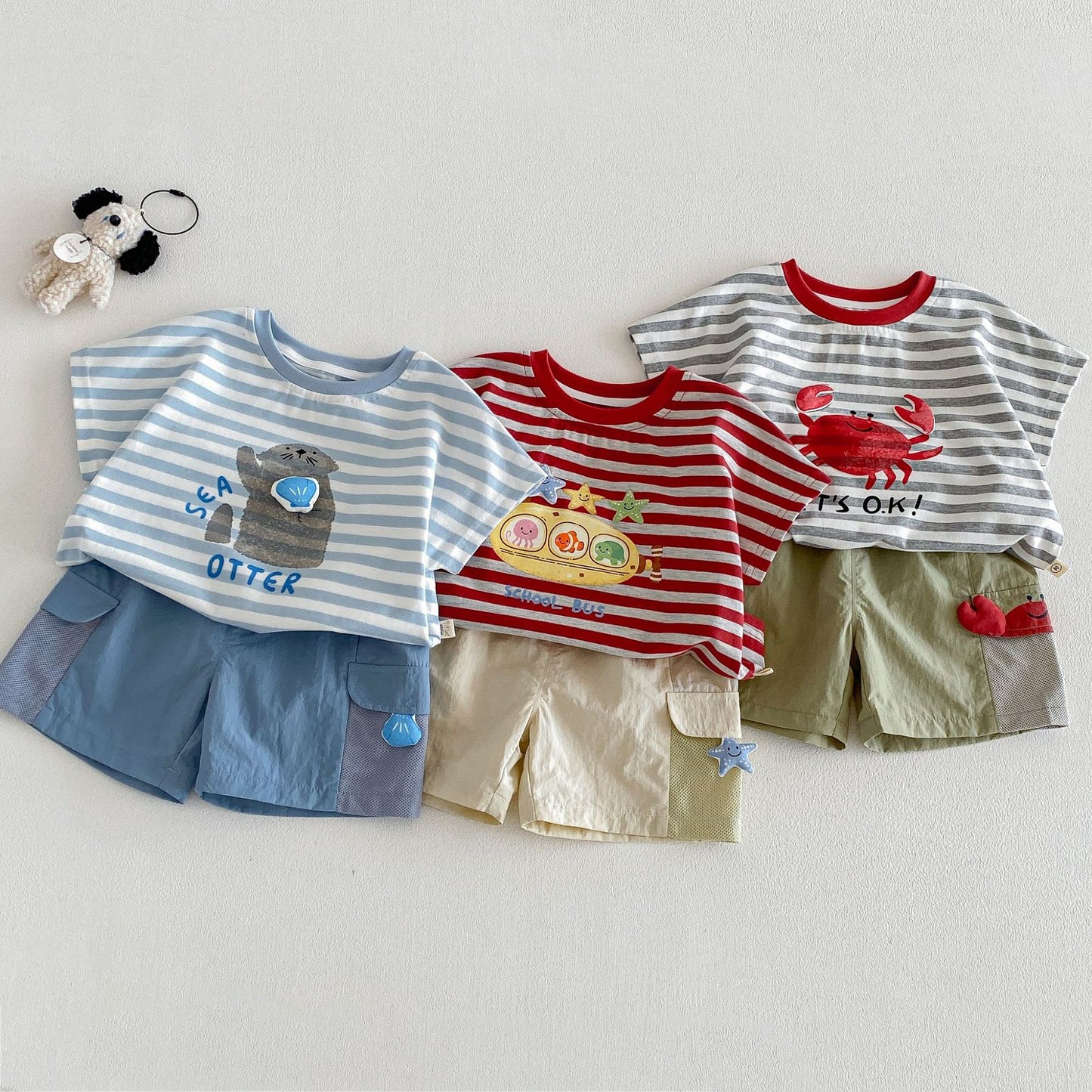 Children's Summer Boys Western Style Refreshing Striped Children's T-shirt