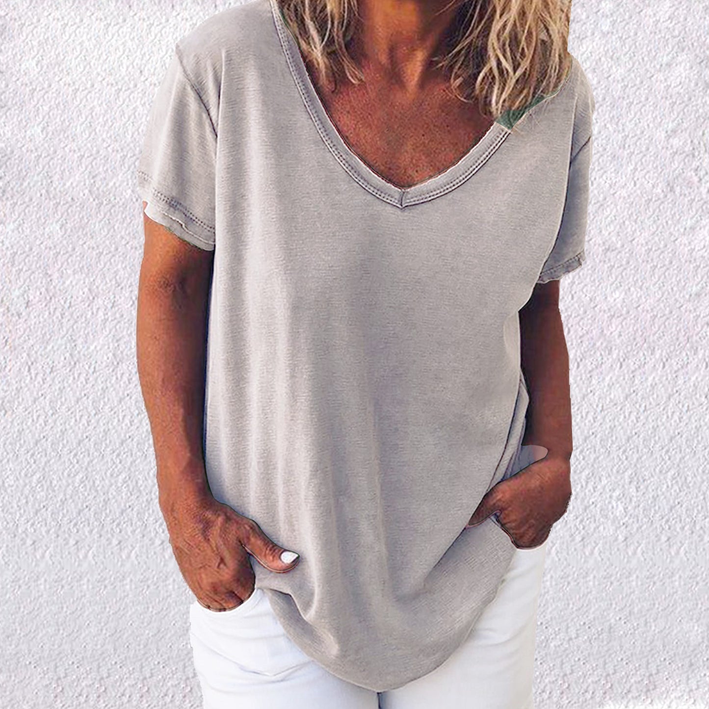 Women's Summer Loose Casual Fashion Simple Solid Color Women's T-shirt
