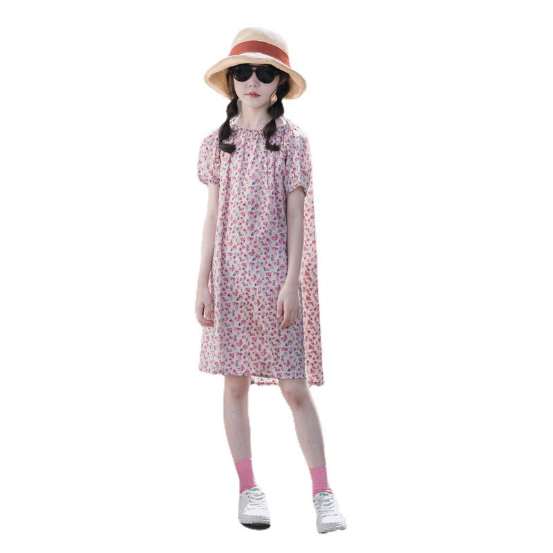 Children's Skirt Korean Style Loose Western Cotton Small Floral Children's Dress