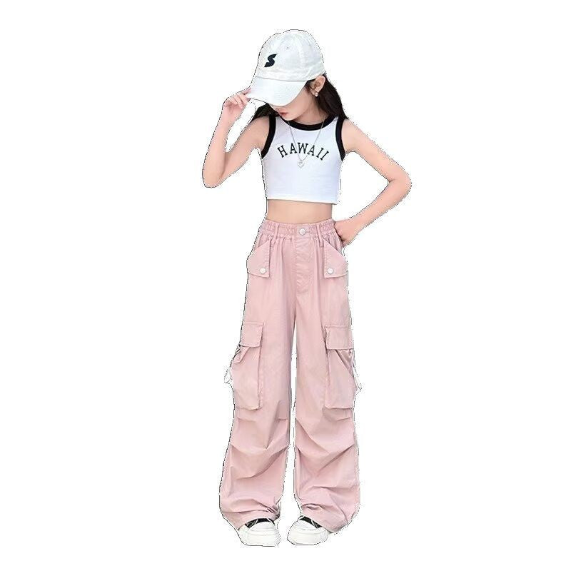Children's Western Style Overalls Casual Medium Big Baggy Children's Pants