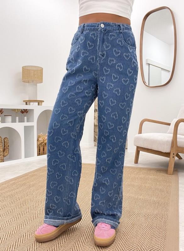Spring Love Crocheted Washed Trousers High Waist Leisure Women's Jeans