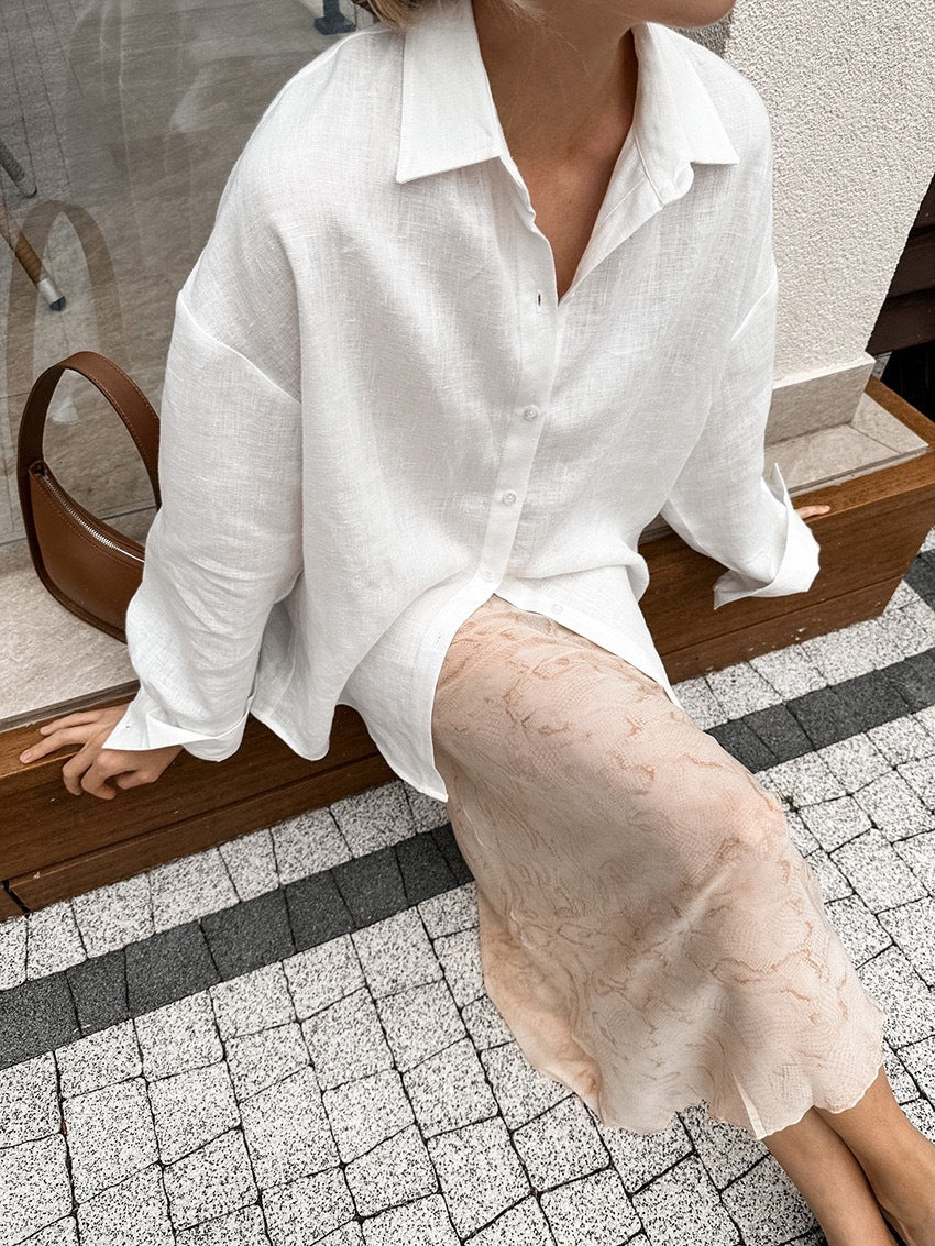 Women's Solid Color Casual Long Sleeves Shirt Blouse