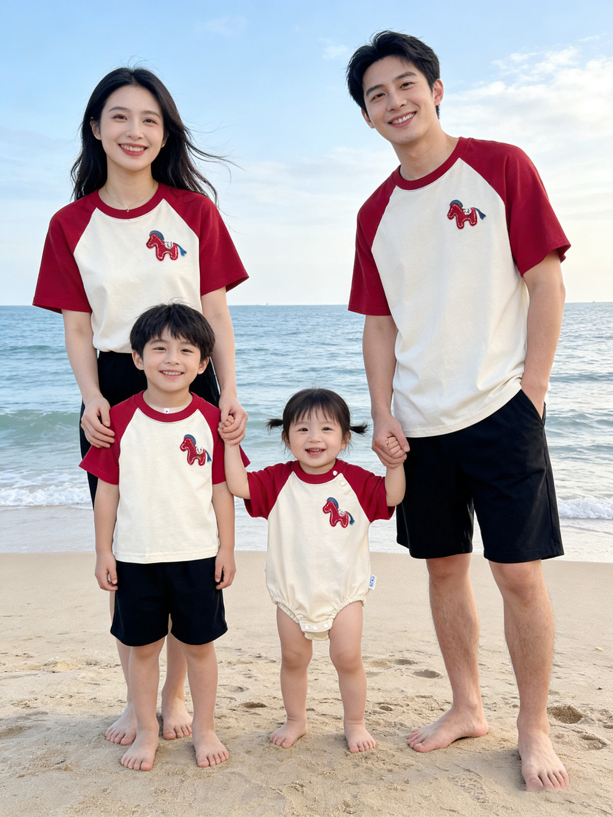 Suit Three Or Four Short-sleeved T-shirt Parent-child Outfit