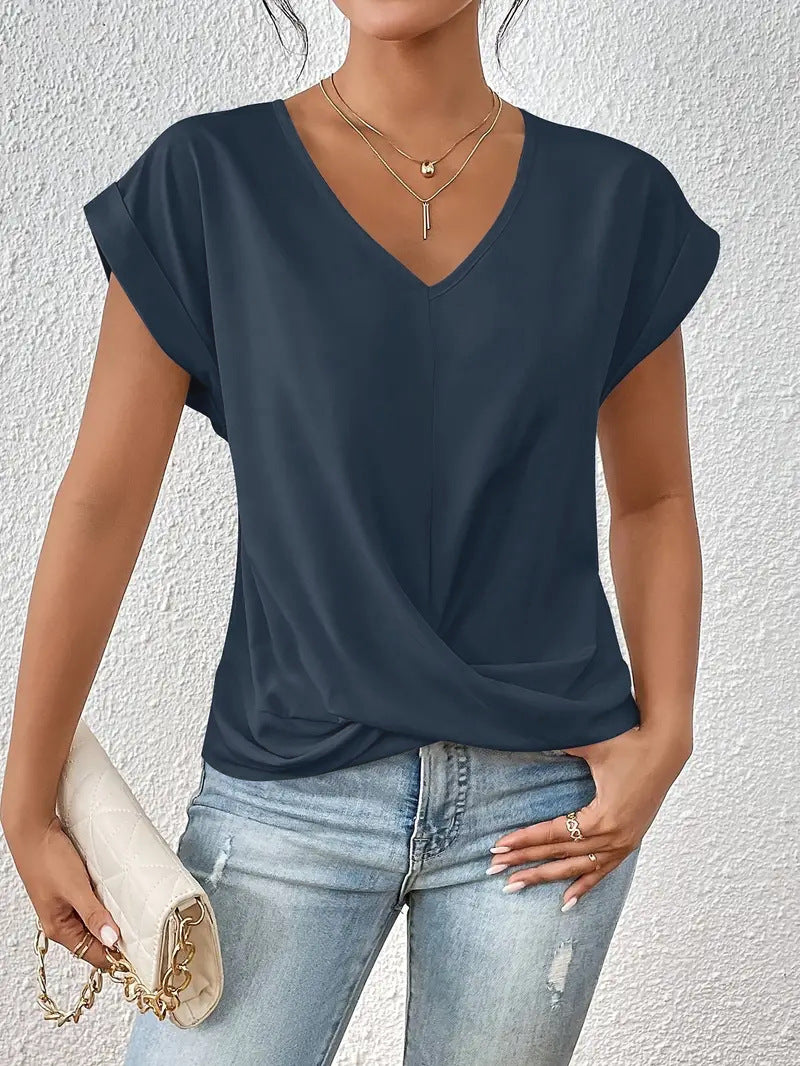 Popular Women's Solid Color Elegant Sleeve Women's T-shirt