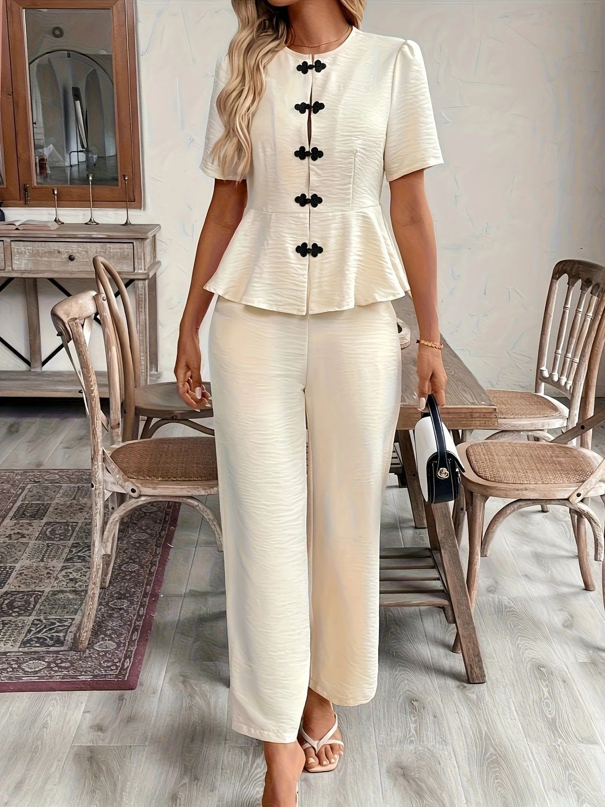 Charming Women's Button Sleeve Loose Trousers Shorts