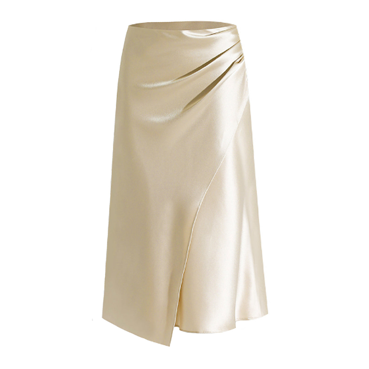 Women's Satin Heap Pleated Split Dress Solid Skirts