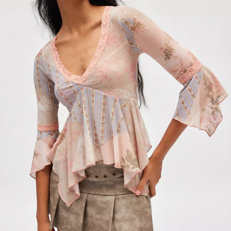 Atmosphere Korean Style Golden Ancient Early Blouse