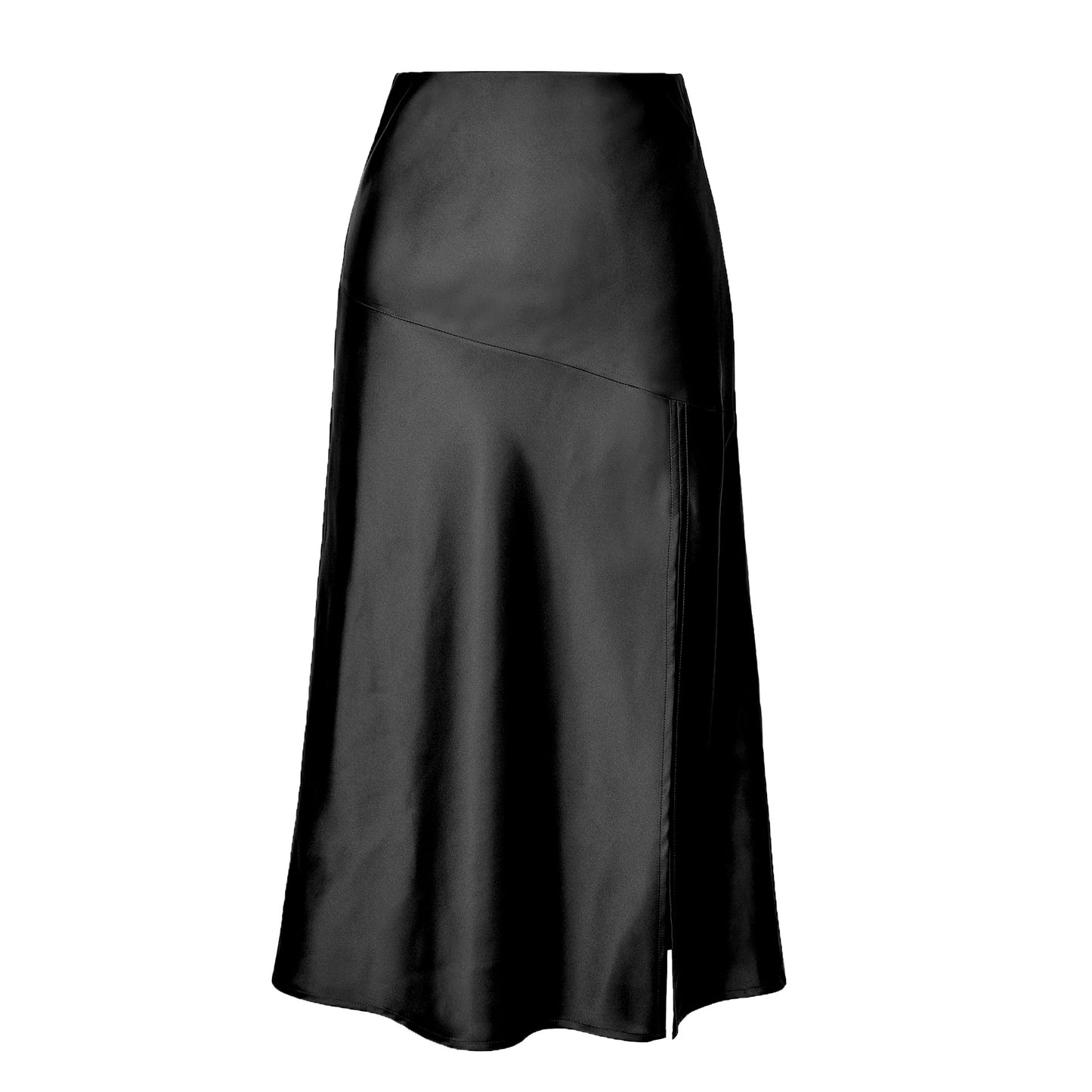 Women's Waist Glossy Satin Silky Pure Color Skirts