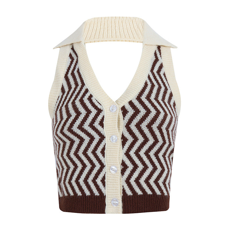 Street Fashion Irregular Pattern Contrast Color Halter Small Vest/suspenders/tube Top