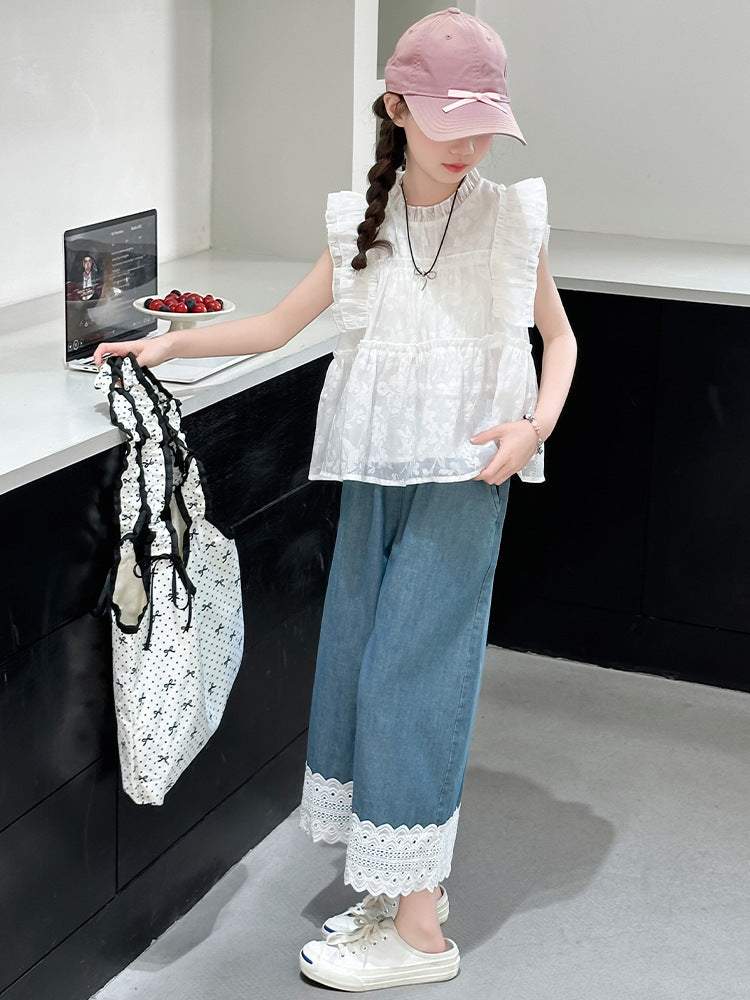 Children's Summer Western Style Flounced Sleeve Doll Children's Suit