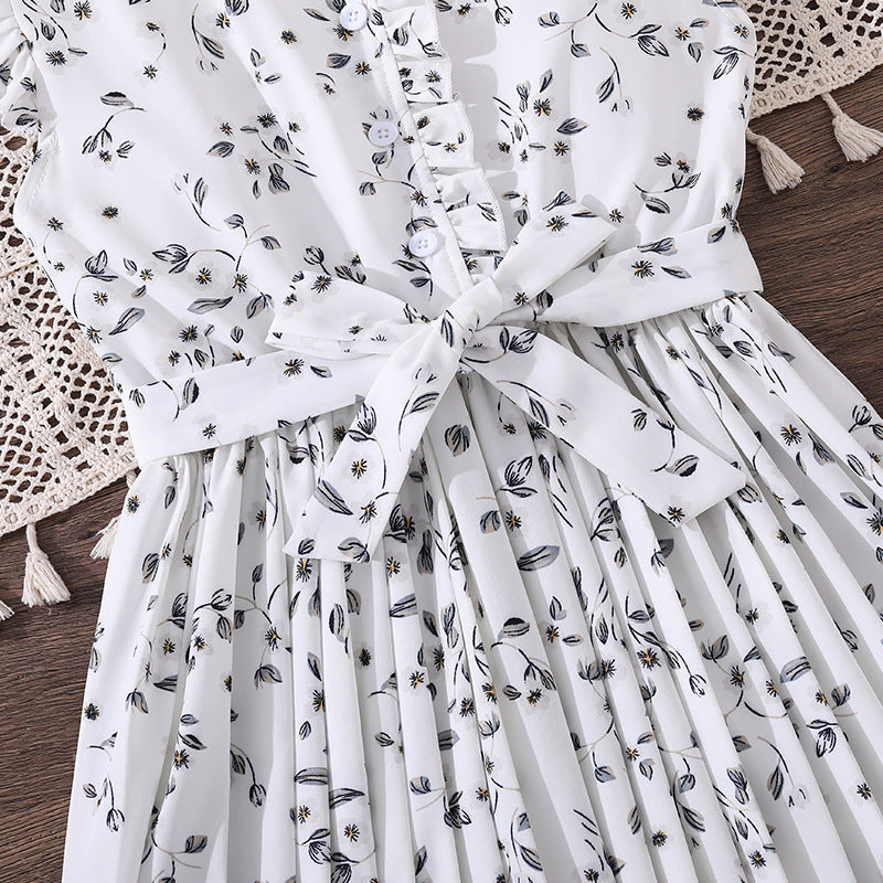 Women's Clothing Floral Flounce Loose Graceful Midi Children's Dress