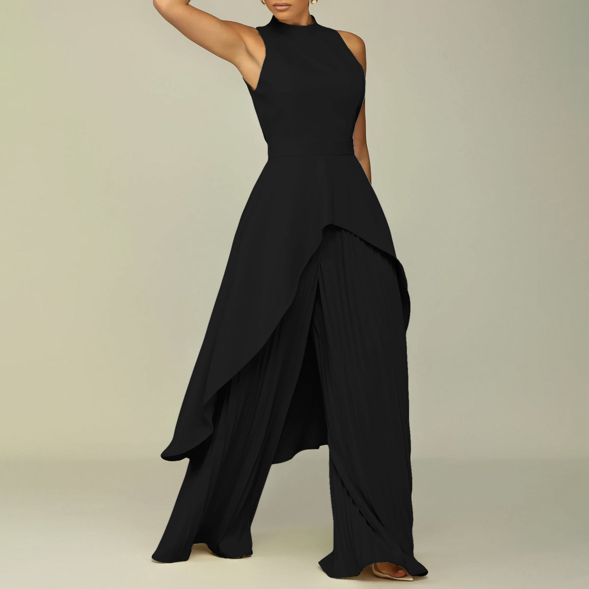 Graceful Glamorous Women's Sleeveless Irregular Two-piece Pants