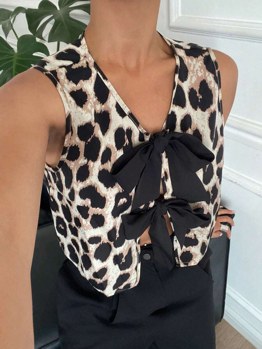 Durable Slouchy Leopard Print Sexy Hot Small Vest/suspenders/tube Top