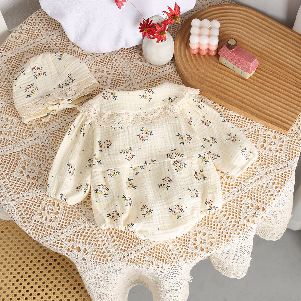 Long Sleeve Bodysuit Rompers Fashionable Floral Romper Sweet Jumpsuit, Climbing Suit