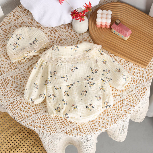 Long Sleeve Bodysuit Rompers Fashionable Floral Romper Sweet Jumpsuit, Climbing Suit