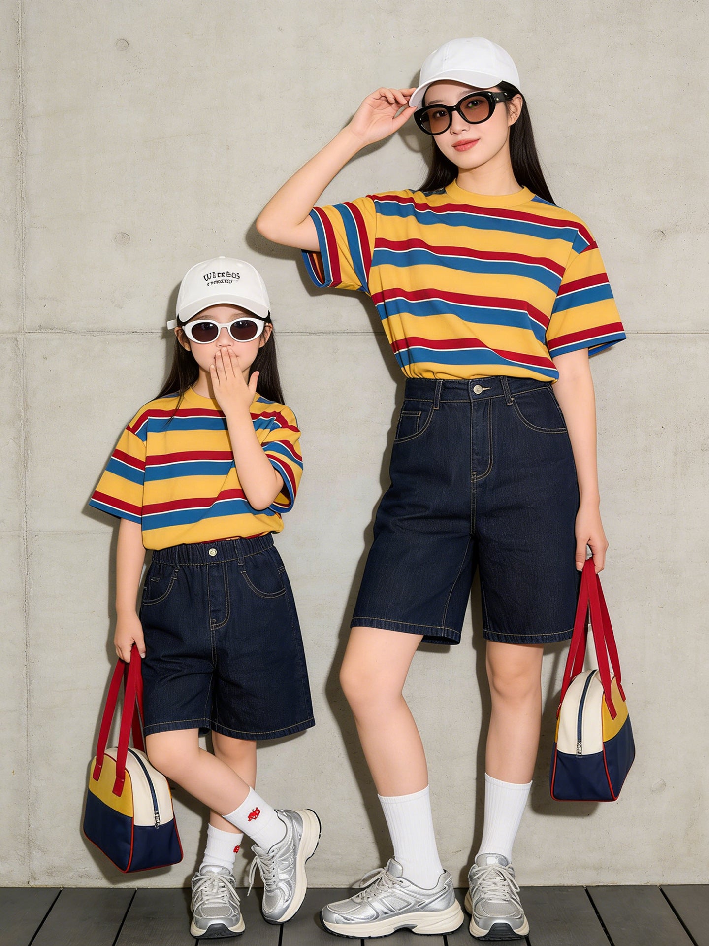 Wear Summer Pure Cotton Loose Short Sleeve Family Matching Travel Parent-child Outfit
