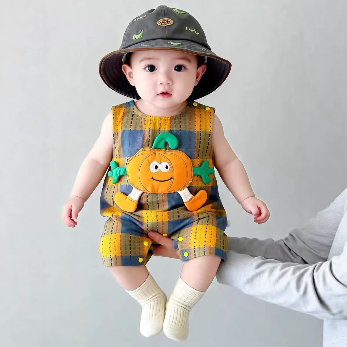 Summer Boy Thin Sleeveless Cute Clothes Jumpsuit Cartoon Western Style Jumpsuit, Climbing Suit