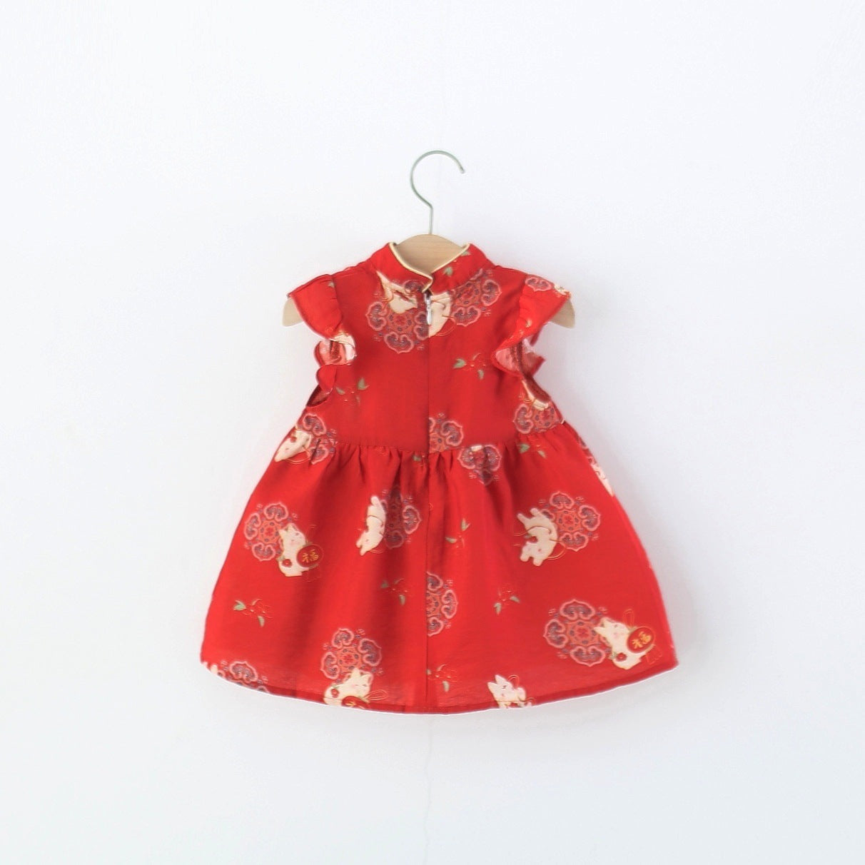 Cool Elegant Summer Red Chinese Skirt Children's Dress