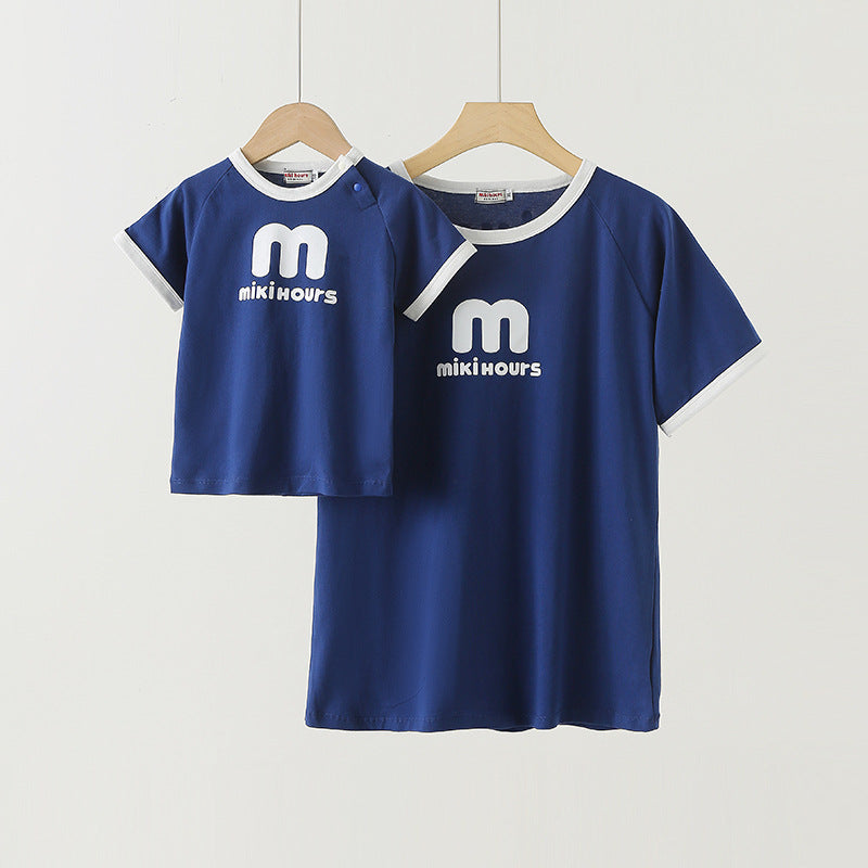 Children's Short-sleeved T-shirt Summer Half Sleeve Top Pure Parent-child Outfit