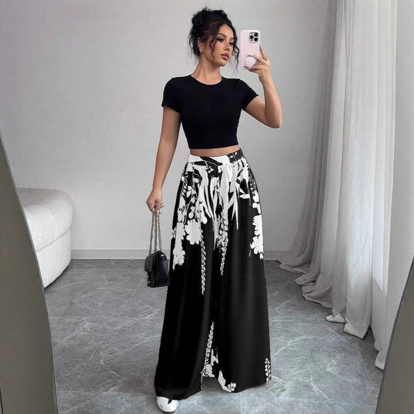 Beautiful Slouchy Women's Fashion Printed Waist Casual Pants