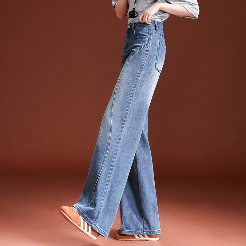Women's Spring Slimming Denim Blue Narrow Cotton Micro Jeans