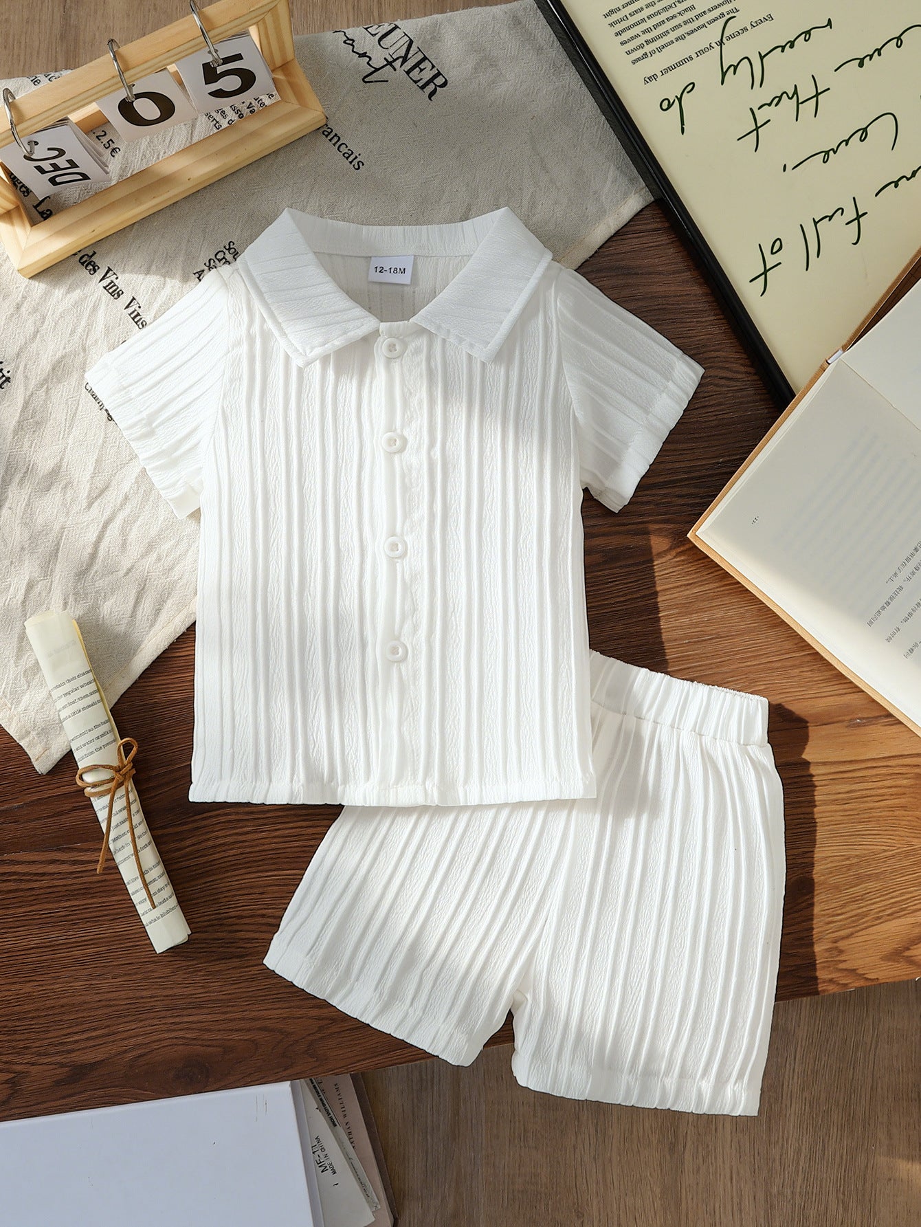 Children's Summer Clothing Striped Lapel Shirt Shorts Outdoor Leisure Children's Suit
