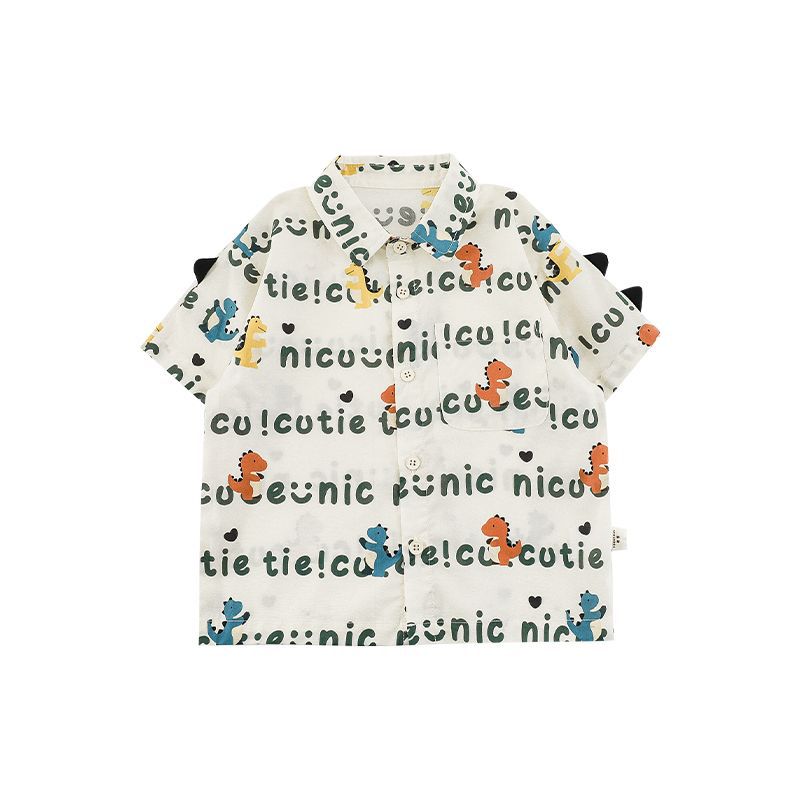 Summer Lapel Short-sleeved Shirt T-shirt In Contrast Color Children's Pants