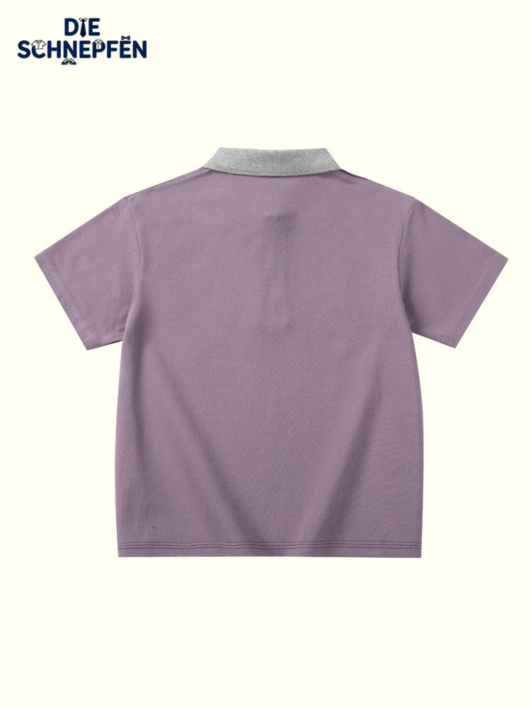Children's Shirt Tops Contrast Color Pure Cotton Children's T-shirt
