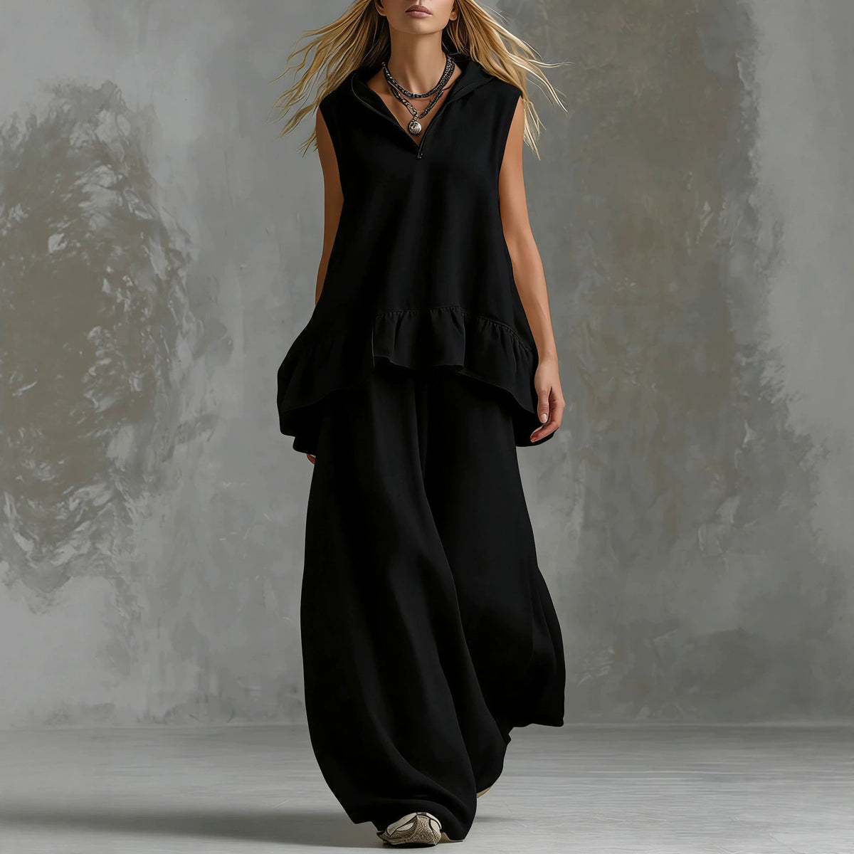 Women's Summer Solid Color Irregular Loose Fashion Casual Suit