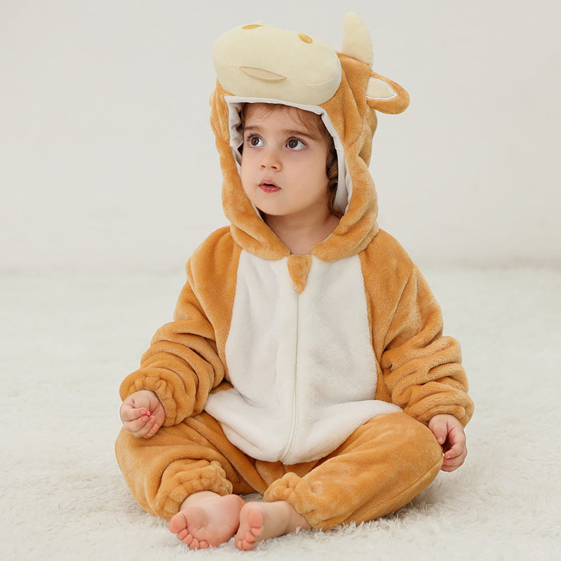 Children's Flannel Romper Pajamas Class Animal Jumpsuit Jumpsuit, Climbing Suit