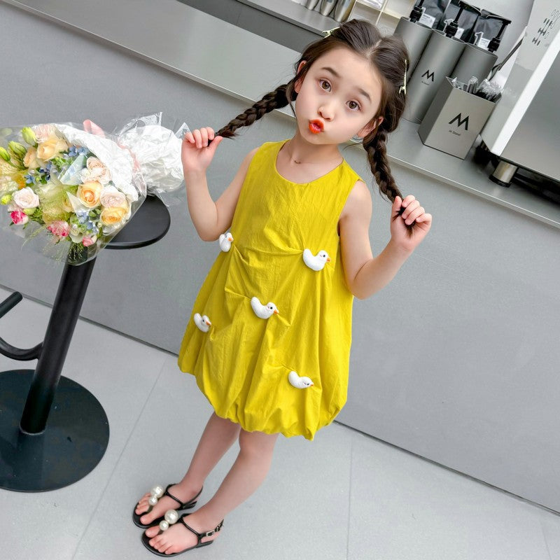 Summer Fashionable Red Bud Skirt Sleeveless Children's Dress