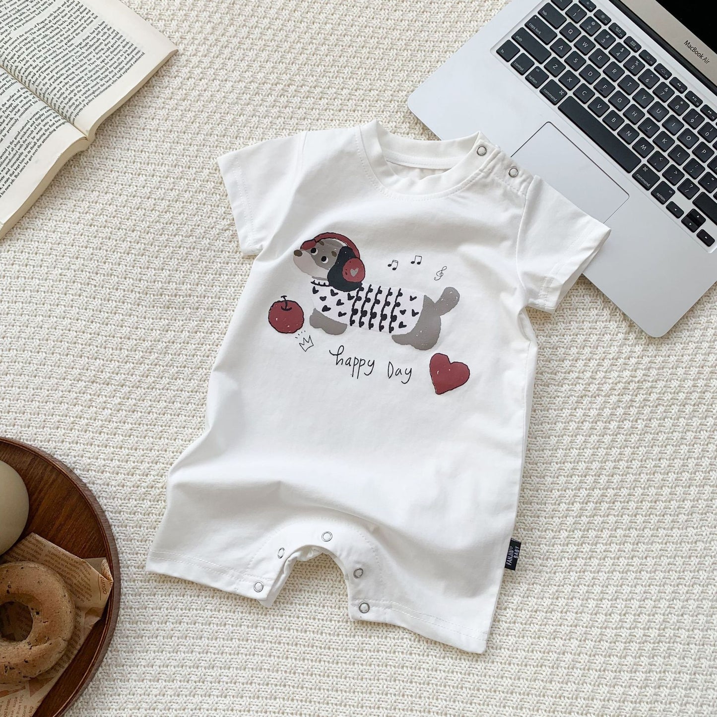 Children's Romper T-shirt Cartoon Printed Fashion Shorts Jumpsuit, Climbing Suit