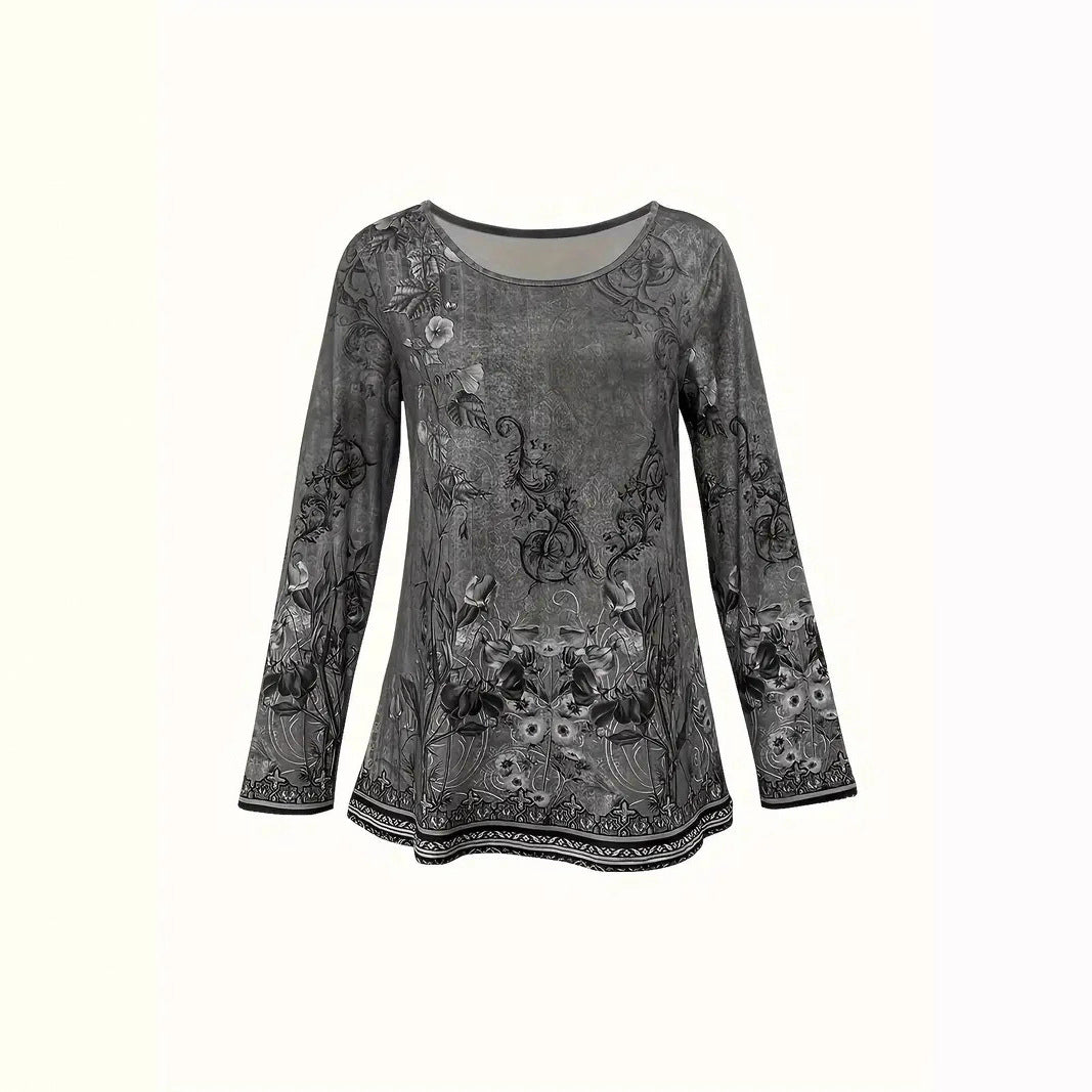 Beautiful Women's Landscape Painting Printed Long-sleeved Women's T-shirt