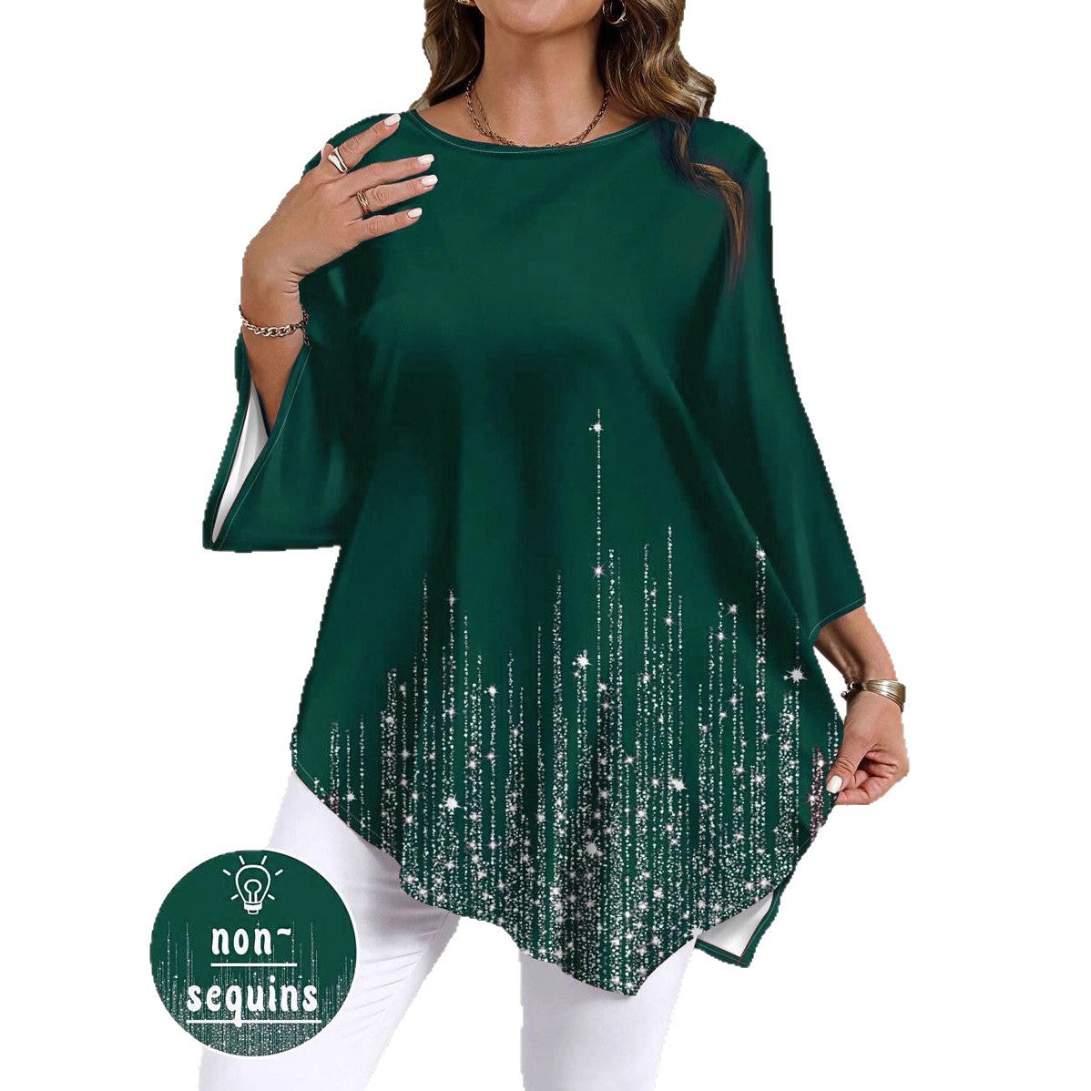 Women's Autumn Casual Versatile Gradient Printing Round Tops