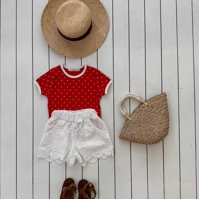 Children's Style Summer Fashion Western Polka Dot Short Sleeve Children's T-shirt