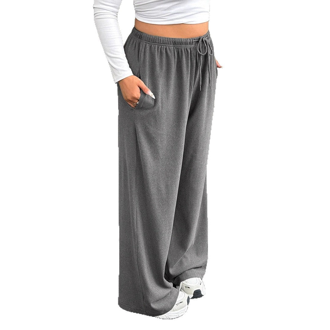 Women's Autumn Drawstring Waist Straight Loose Pants