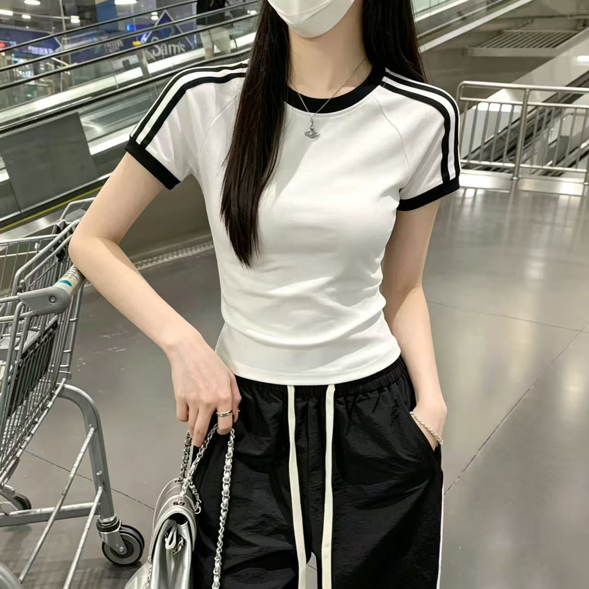 Women's American Cool Three-bar Short-sleeved Summer Unique Small Shirt Slim Slimming Women's T-shirt
