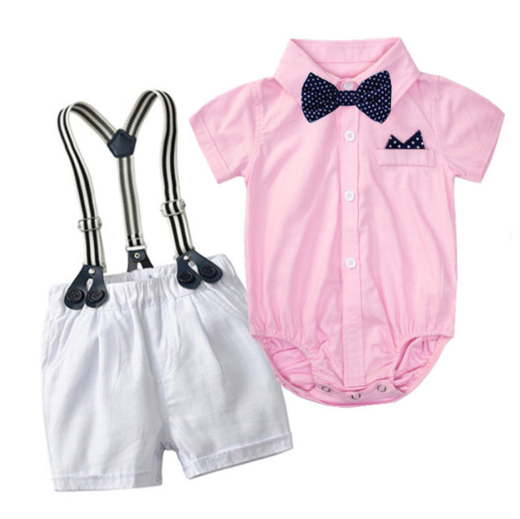 Children's Summer Boy Gentleman Romper Short Sleeve Jumpsuit, Climbing Suit