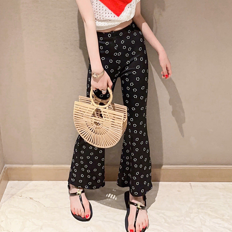 Ice Silk Summer Clothes Western Style Bell-bottom Children's Pants