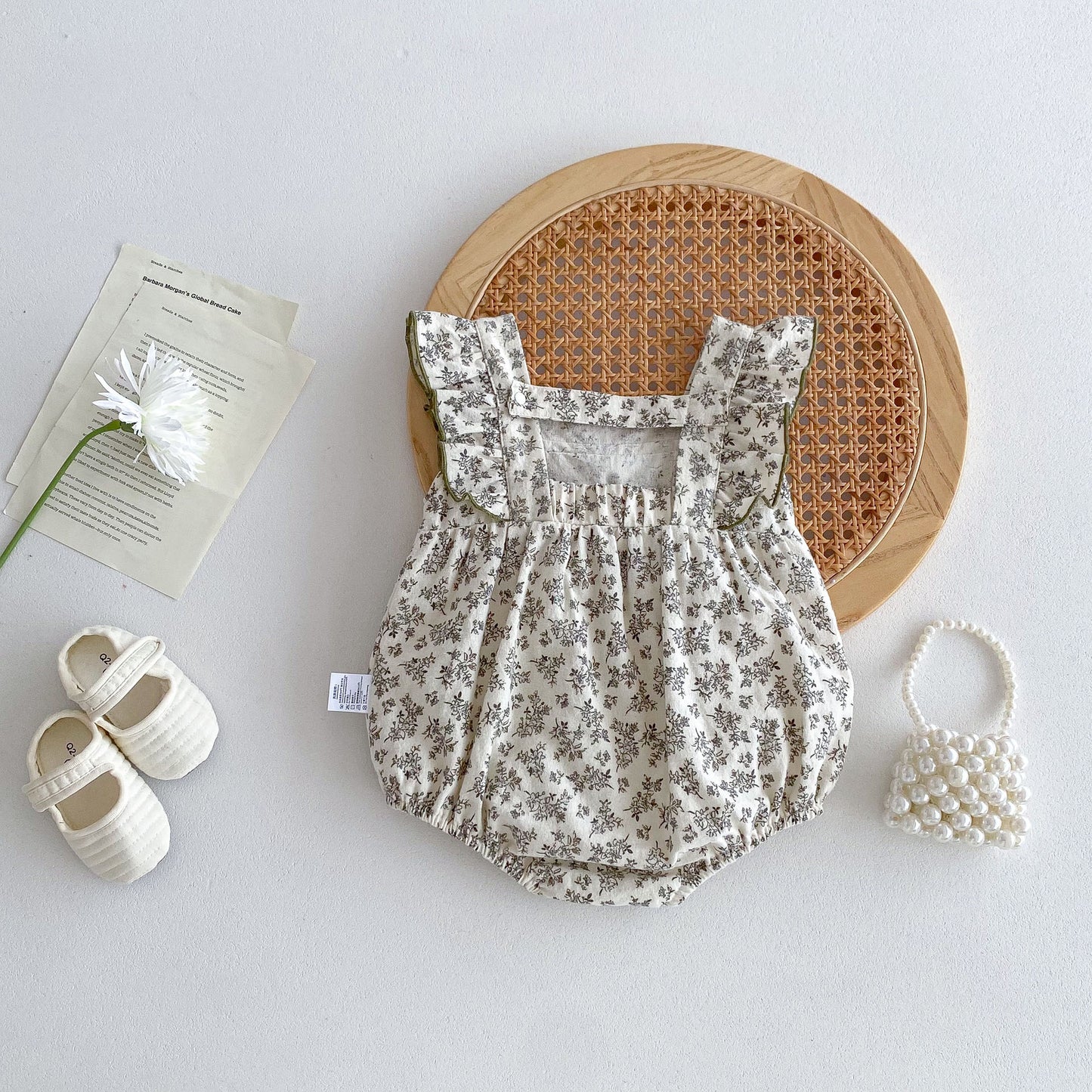 Summer Jumpsuit Thin Floral Princess Dress Born Clothes Class Pure Jumpsuit, Climbing Suit