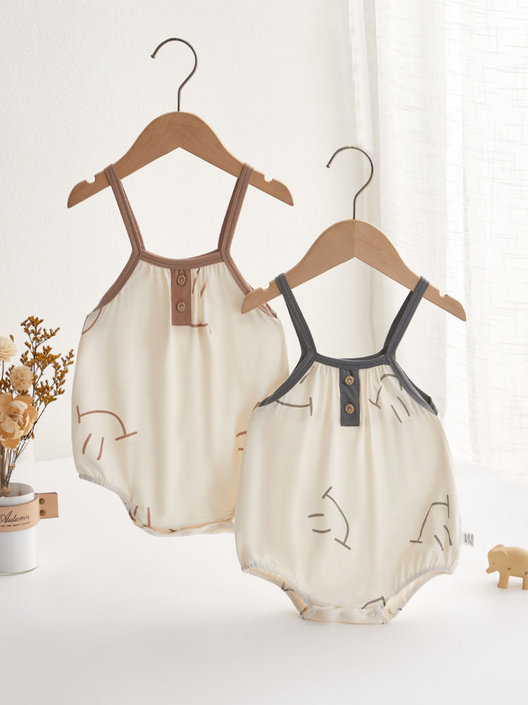 Clothes For Babies Summer Modal Rompers Sling Triangle One-piece Romper Jumpsuit, Climbing Suit